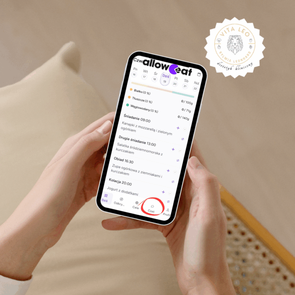 Dostęp do aplikacji+ gotowe jadłospisy z niskim IG (nowy jadłospis co miesiąc!) + baza posiłków + czat z dietetykiem