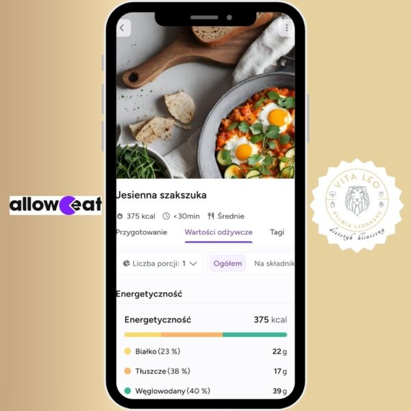 Dostęp do aplikacji + gotowe jadłospisy z niskim IG (nowy jadłospis co miesiąc!) + baza