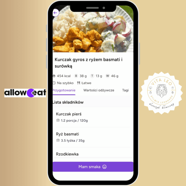 Dostęp do aplikacji+ gotowe jadłospisy z niskim IG (nowy jadłospis co miesiąc!) + baza posiłków + czat z dietetykiem